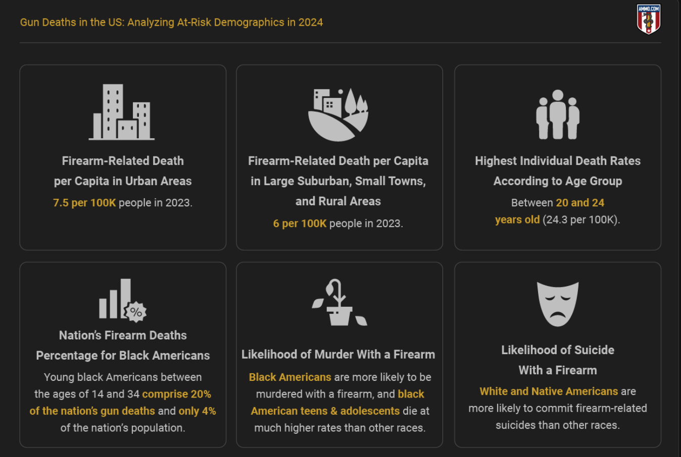 Gun Deaths in the US: Analyzing At-Risk Demographics in 2024. Graphic by author.